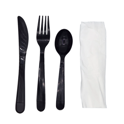 Cutlery Kit 4-Pc HD Black (KFSN) - 250/Case